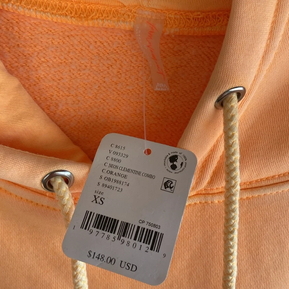 Free People NWT × HOKA Relaxed Embroidered Appliqué Kangaroo Pocket Hoodie XS - Picture 11 of 15